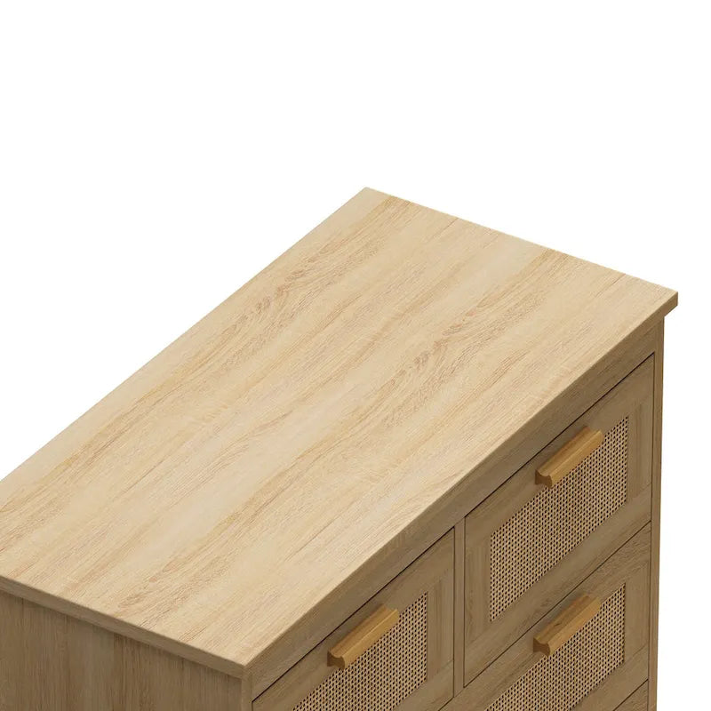 Rattan-Kommode mit 4 Schubladen, für Schlafzimmer, Wohnzimmer, Esszimmer, Flur