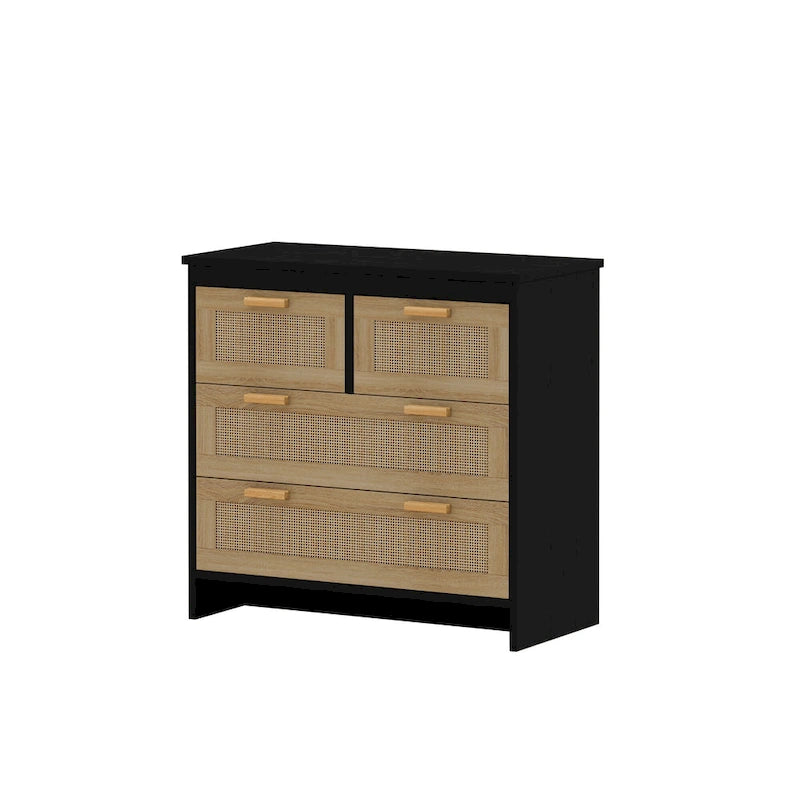Rattan-Kommode mit 4 Schubladen, für Schlafzimmer, Wohnzimmer, Esszimmer, Flur
