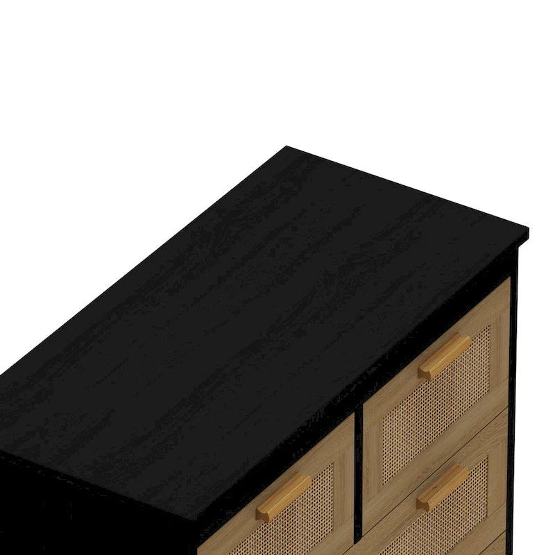 Rattan-Kommode mit 4 Schubladen, für Schlafzimmer, Wohnzimmer, Esszimmer, Flur