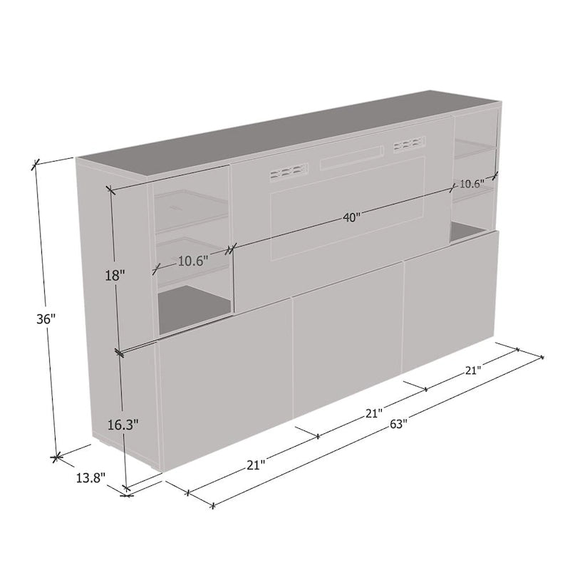 63-Zoll Modernes Elektrisches Kamin-Sideboard