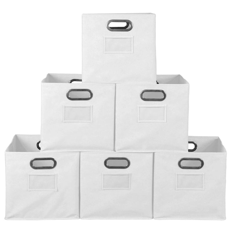 6er-Set faltbare Stoff-Aufbewahrungsboxen – Weiß
