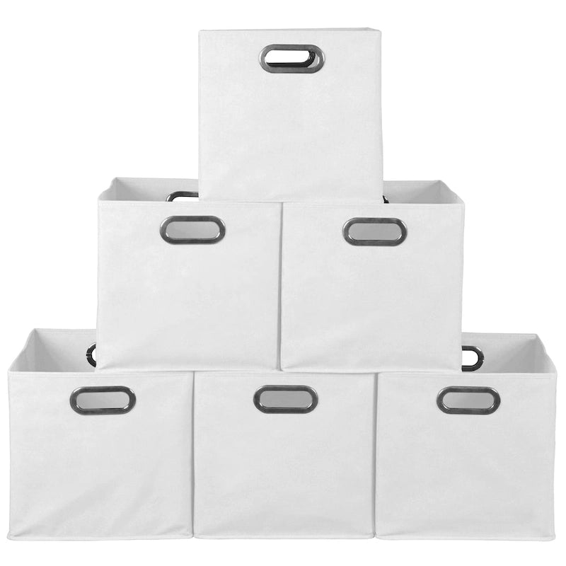 6er-Set faltbare Stoff-Aufbewahrungsboxen – Weiß