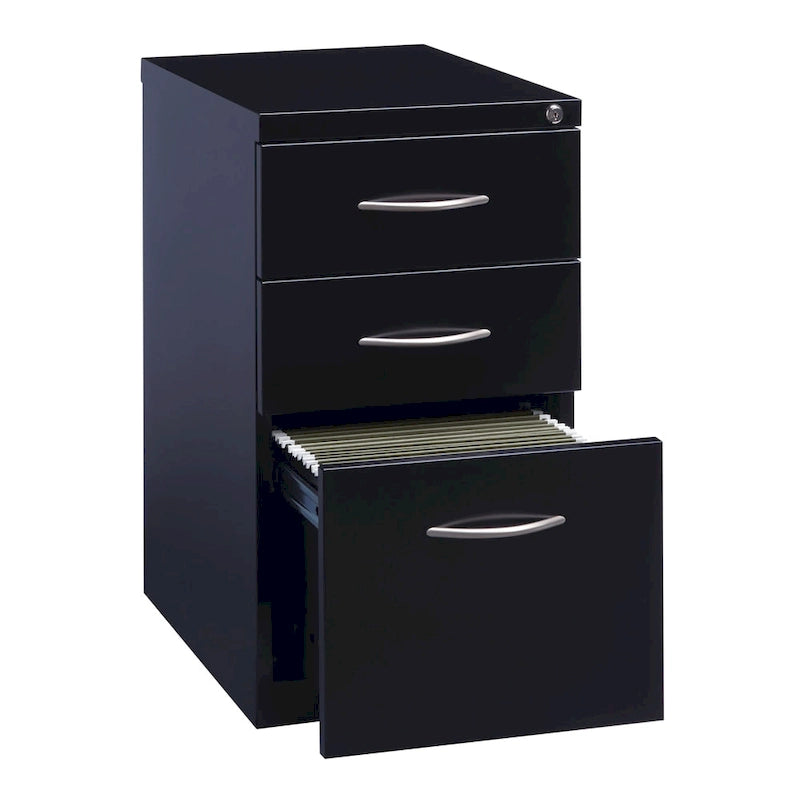 23D Bogengriff Rollcontainer 3-Schubladen-Aktenschrank, Schwarz