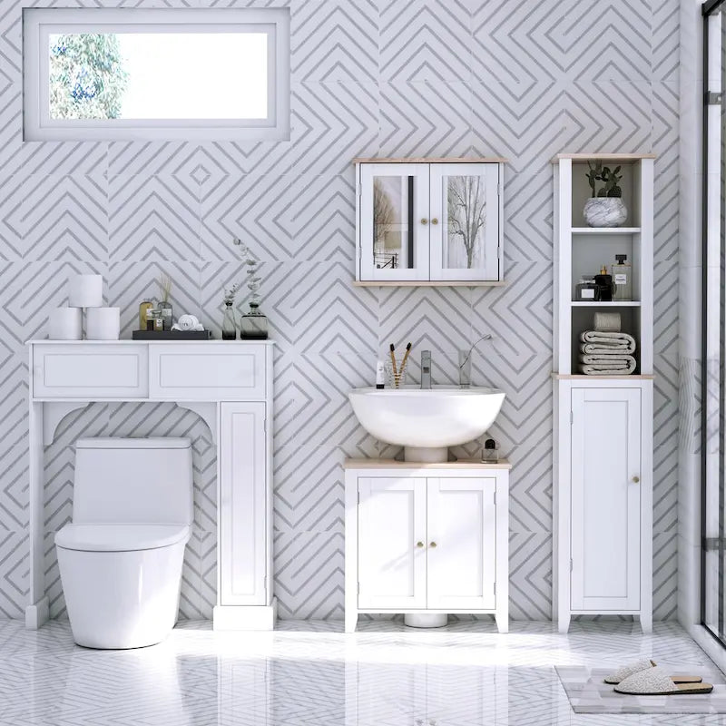 Freistehender Badezimmerschrank über der Toilette - Weiß - 35x9x41
