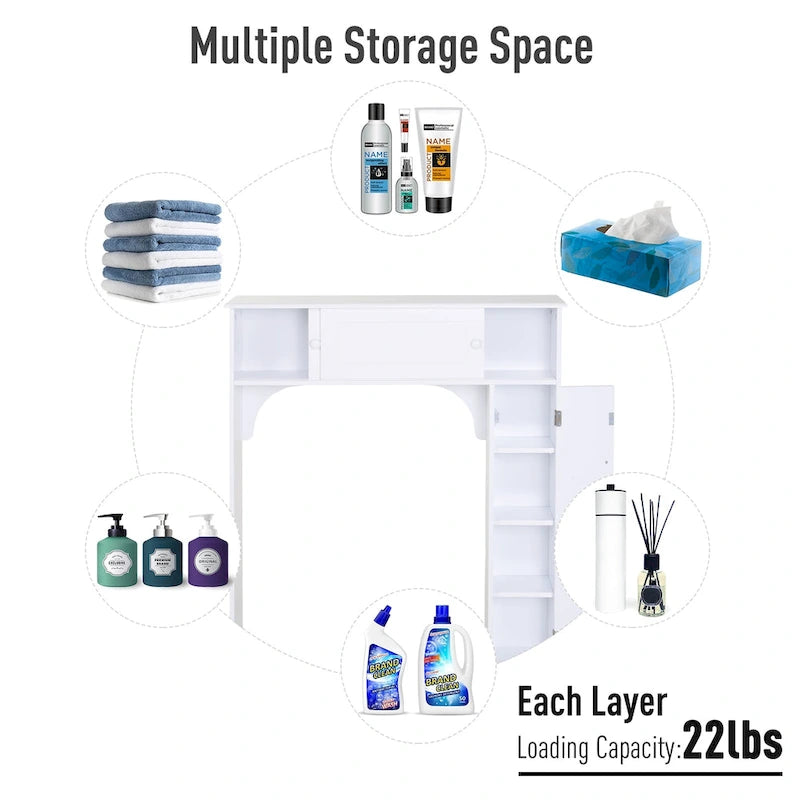 Freistehender Badezimmerschrank über der Toilette - Weiß - 35x9x41