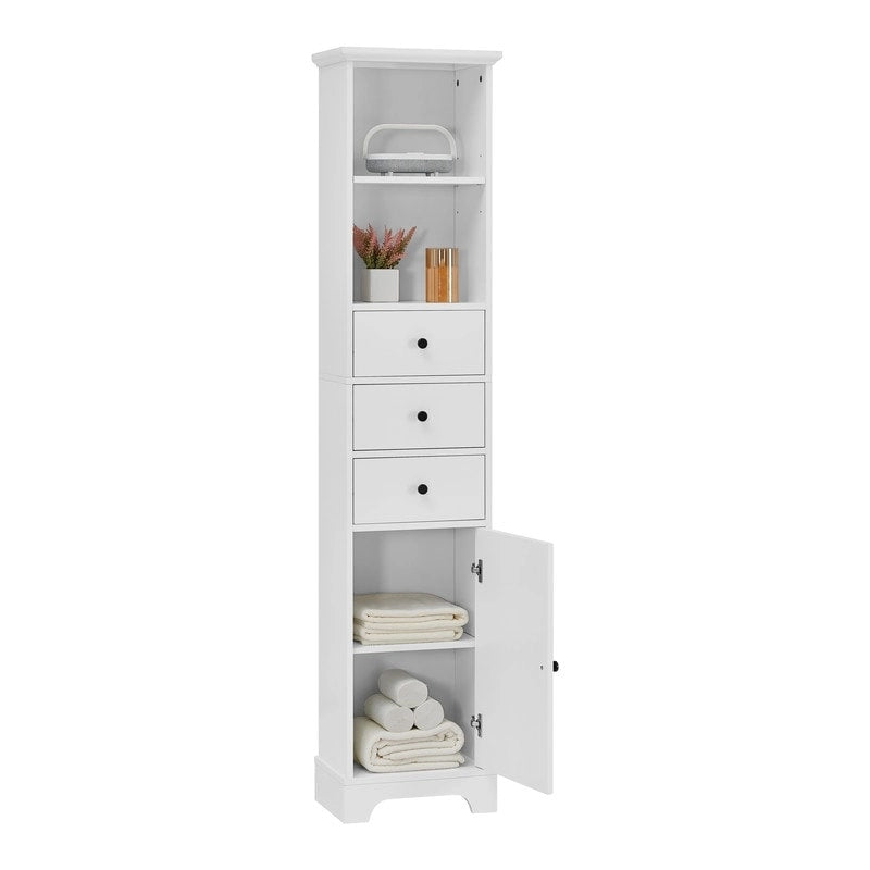 Freistehender Badezimmerschrank mit 3 Schubladen und verstellbarem Regal
