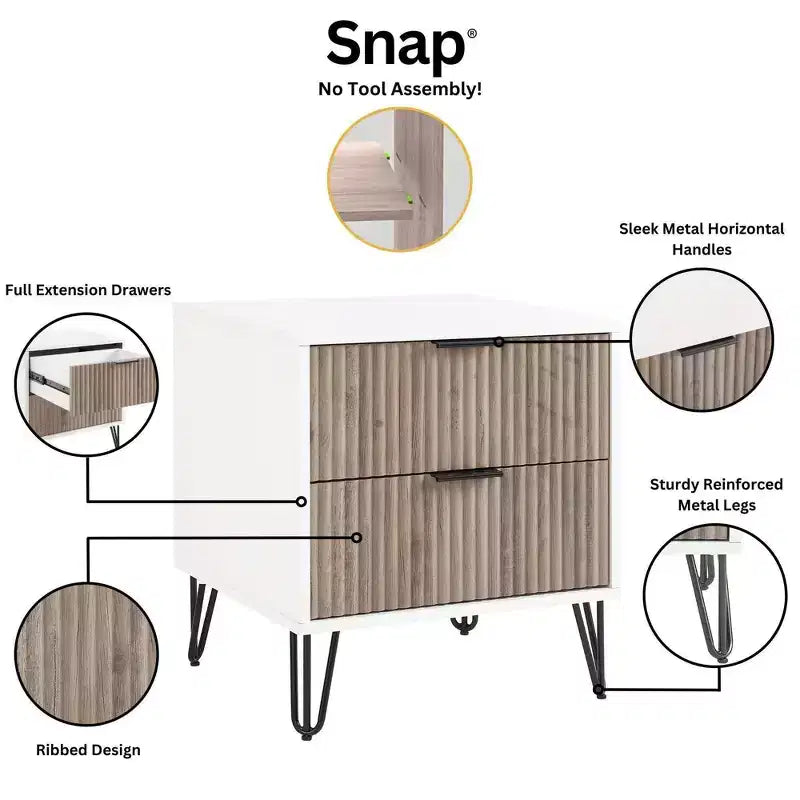 Manhattan Comfort Dumbo 2-tlg. modernes Set bestehend aus Kommode mit 3 Schubladen und Nachttisch mit 2 Schubladen