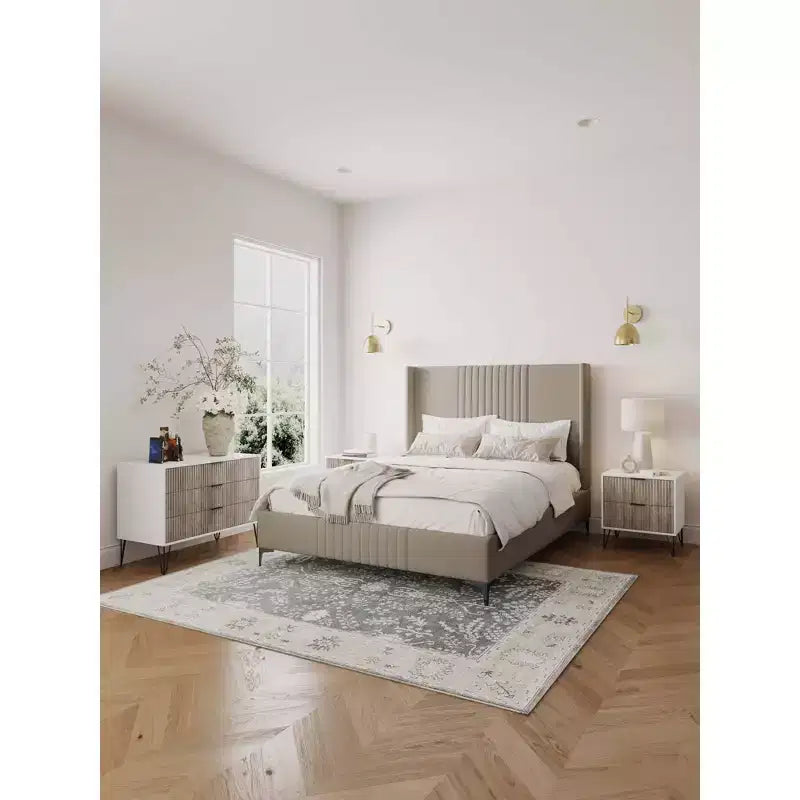 Manhattan Comfort Dumbo 2-tlg. modernes Set bestehend aus Kommode mit 3 Schubladen und Nachttisch mit 2 Schubladen