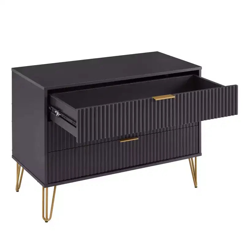 Manhattan Comfort Dumbo 2-tlg. modernes Set bestehend aus Kommode mit 3 Schubladen und Nachttisch mit 2 Schubladen
