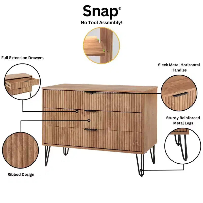 Manhattan Comfort Dumbo 2-tlg. modernes Set bestehend aus Kommode mit 3 Schubladen und Nachttisch mit 2 Schubladen