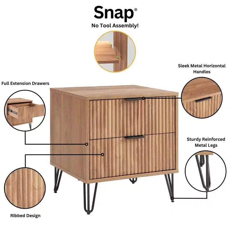Manhattan Comfort Dumbo 2-tlg. modernes Set bestehend aus Kommode mit 3 Schubladen und Nachttisch mit 2 Schubladen