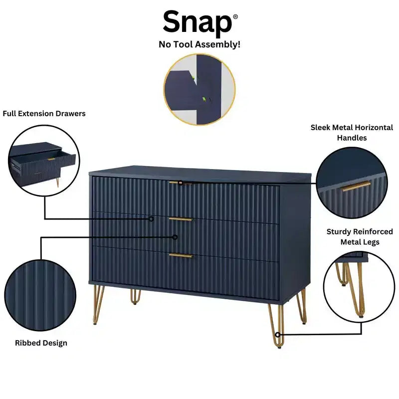 Manhattan Comfort Dumbo 2-tlg. modernes Set bestehend aus Kommode mit 3 Schubladen und Nachttisch mit 2 Schubladen