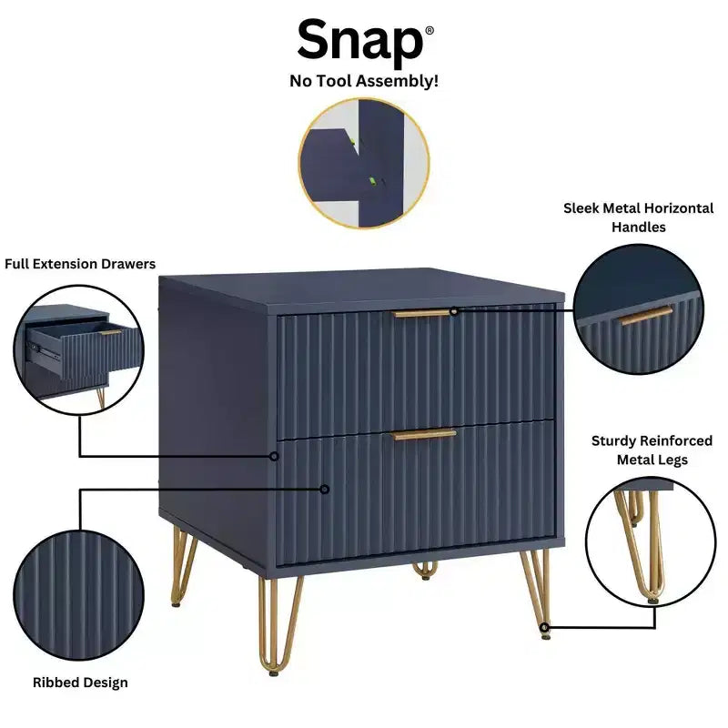 Manhattan Comfort Dumbo 2-tlg. modernes Set bestehend aus Kommode mit 3 Schubladen und Nachttisch mit 2 Schubladen