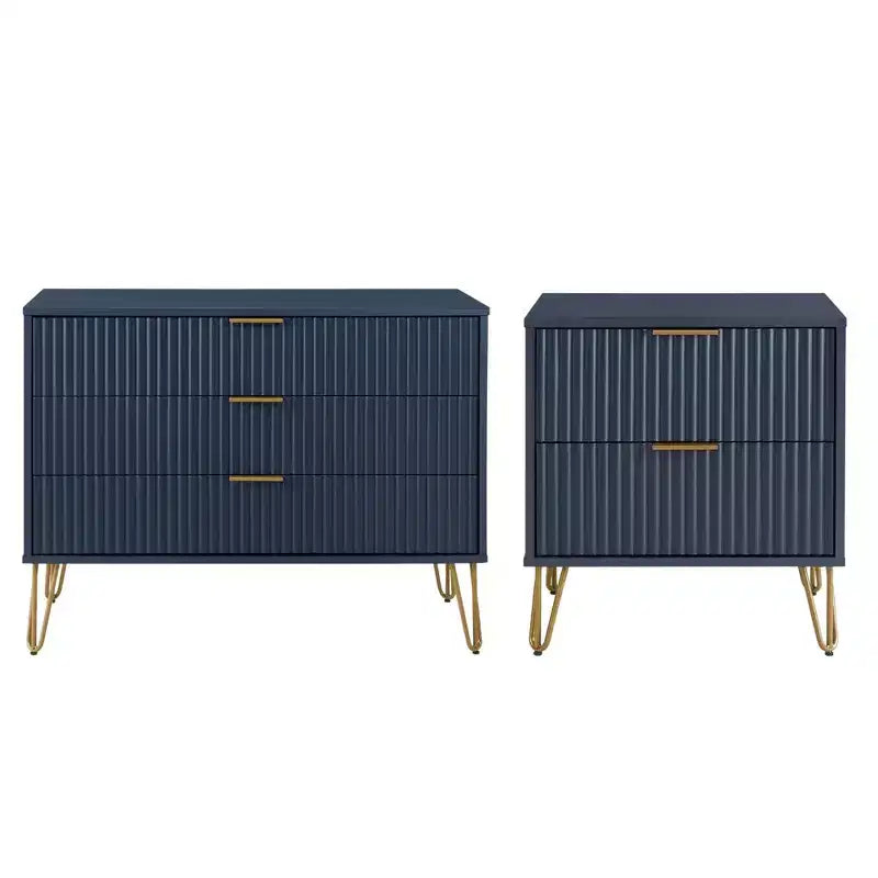 Manhattan Comfort Dumbo 2-tlg. modernes Set bestehend aus Kommode mit 3 Schubladen und Nachttisch mit 2 Schubladen