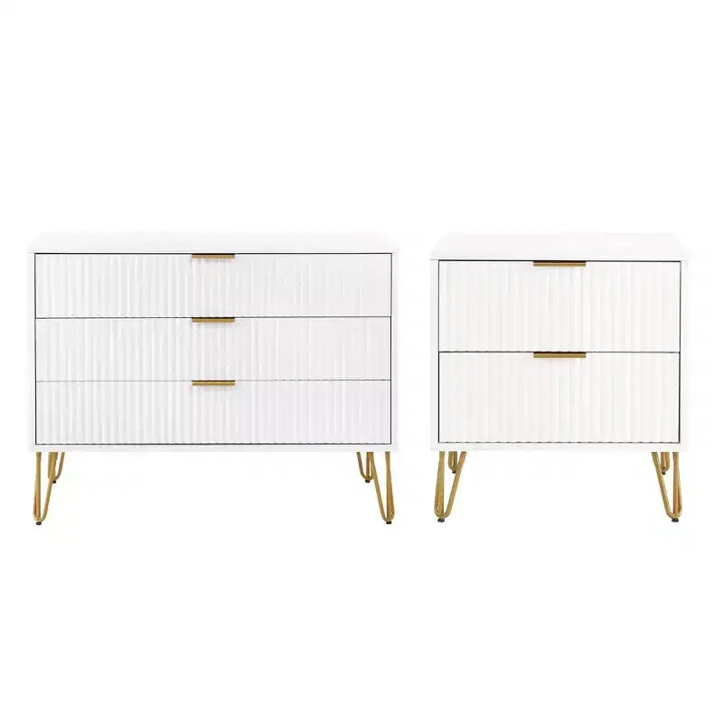 Manhattan Comfort Dumbo 2-tlg. modernes Set bestehend aus Kommode mit 3 Schubladen und Nachttisch mit 2 Schubladen