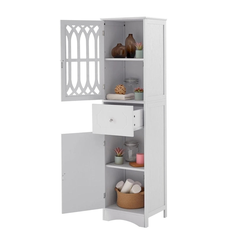 Freistehender hoher Badschrank mit Acryltür