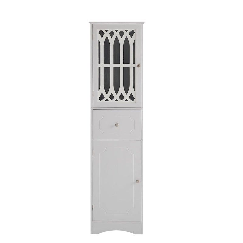 Freistehender hoher Badschrank mit Acryltür