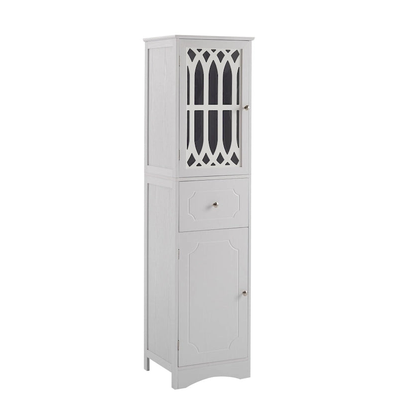 Freistehender hoher Badschrank mit Acryltür