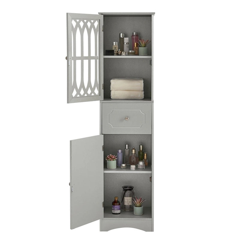 Freistehender hoher Badschrank mit Acryltür
