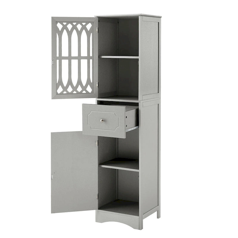 Freistehender hoher Badschrank mit Acryltür