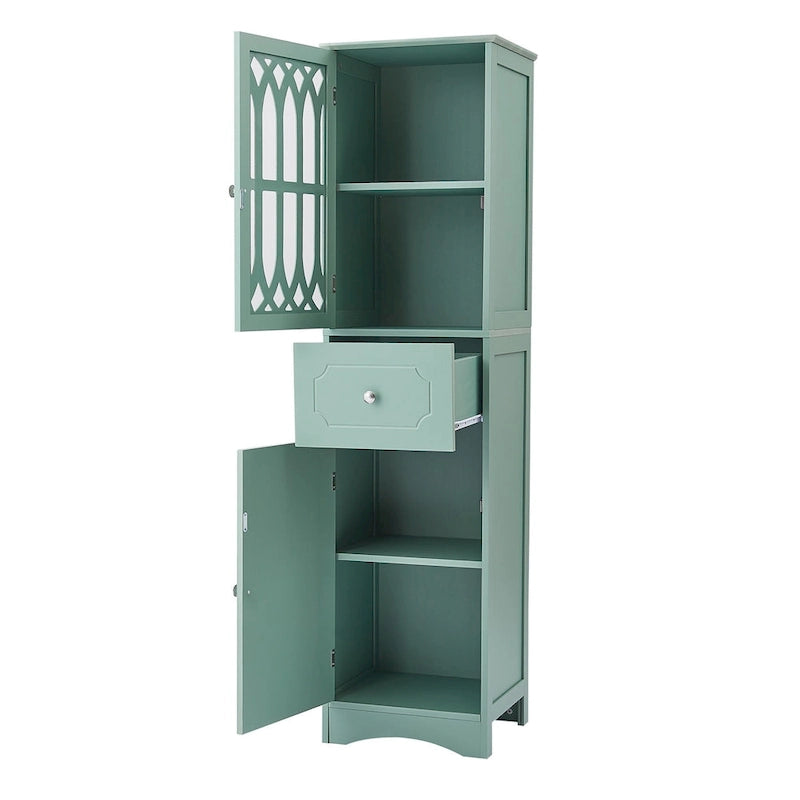 Freistehender hoher Badschrank mit Acryltür