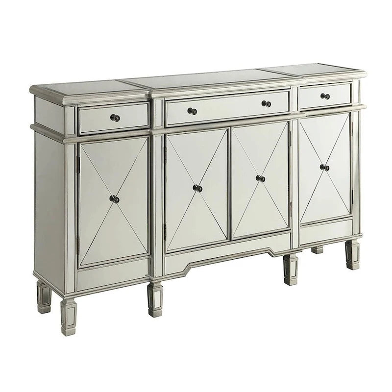 Verspiegelter Weinschrank in Silber