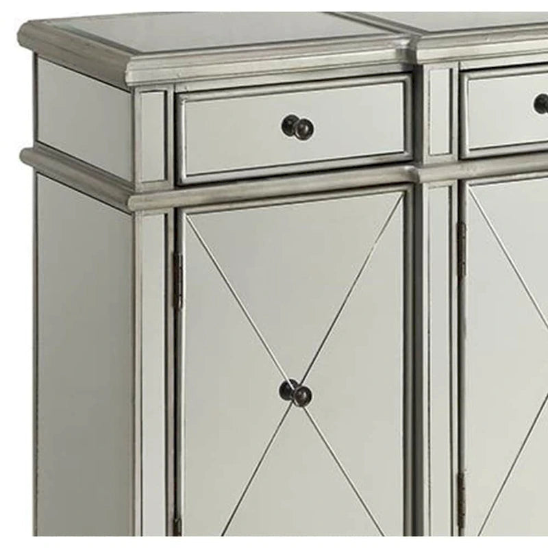 Verspiegelter Weinschrank in Silber