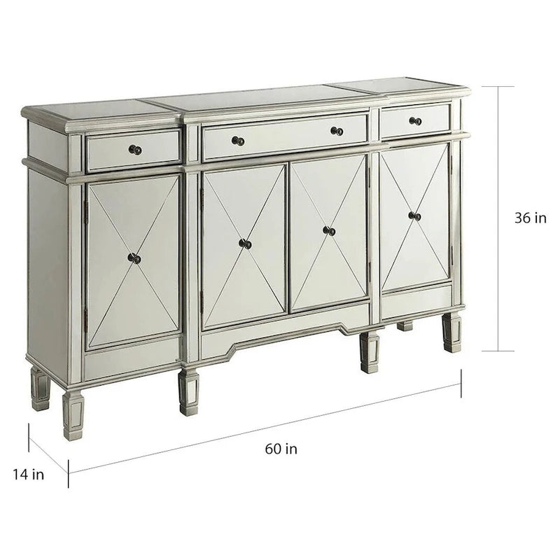 Verspiegelter Weinschrank in Silber