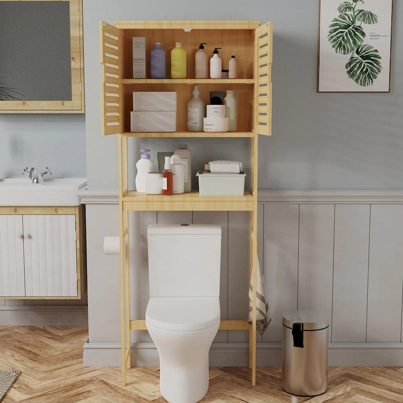 Badezimmer-Überbau für die Toilette, Aufbewahrungsschrank mit Türen und Regalen – 25 x 10 x 69