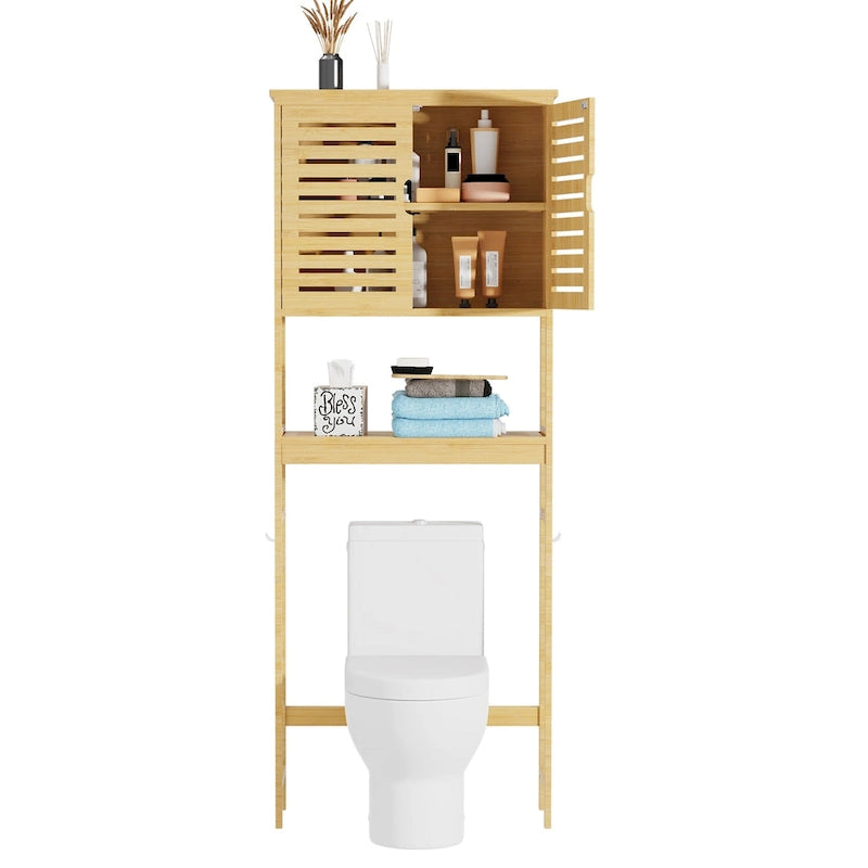 Badezimmer-Überbau für die Toilette, Aufbewahrungsschrank mit Türen und Regalen – 25 x 10 x 69