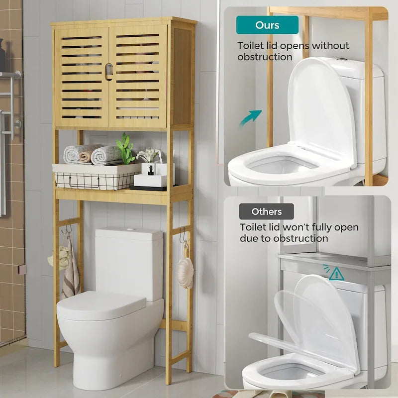 Badezimmer-Überbau für die Toilette, Aufbewahrungsschrank mit Türen und Regalen – 25 x 10 x 69