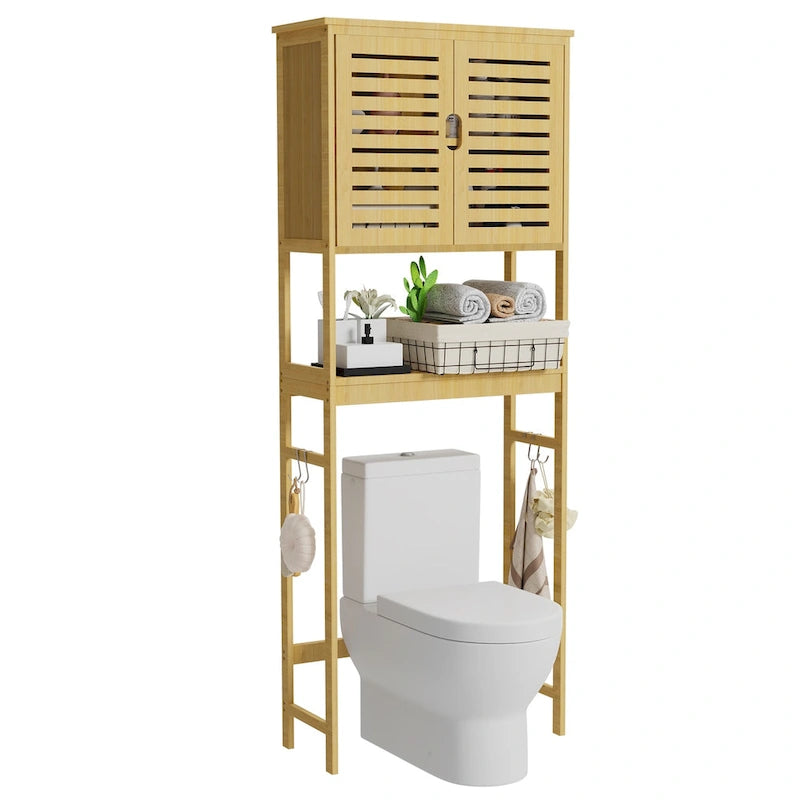 Badezimmer-Überbau für die Toilette, Aufbewahrungsschrank mit Türen und Regalen – 25 x 10 x 69