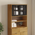 Aufsatz für Highboard mit Glastüren, Kiefer Massivholz - 80 x 37 x 100 cm