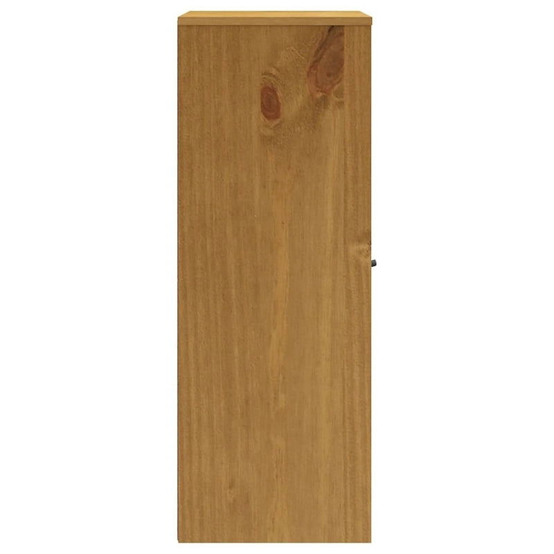 Aufsatz für Highboard mit Glastüren, Kiefer Massivholz - 80 x 37 x 100 cm