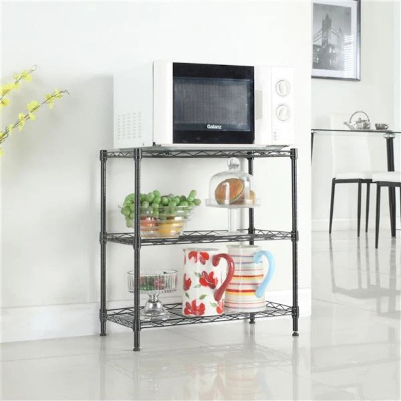 3-lagiges Ablageregal aus Karbonstahl & PP Schwarz - 59 x 34 x 80 cm