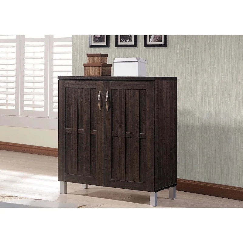 Modernes und zeitgenössisches dunkelbraunes Sideboard Aufbewahrungsschrank – 31,2H x 15,6B x 35,1T