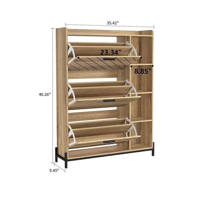 Eleganter stylischer Schuhschrank aus Holz mit Metallbeinen