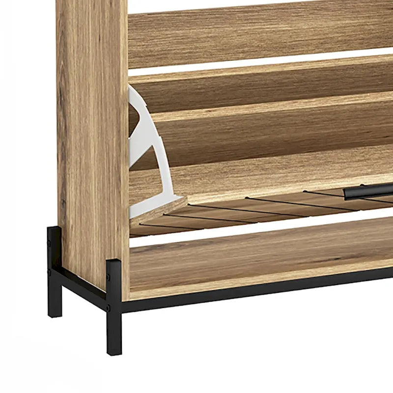 Eleganter stylischer Schuhschrank aus Holz mit Metallbeinen