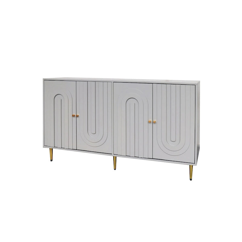 Modernes grau lackiertes 4-türiges Holzschrank-Sideboard Buffet Anrichte