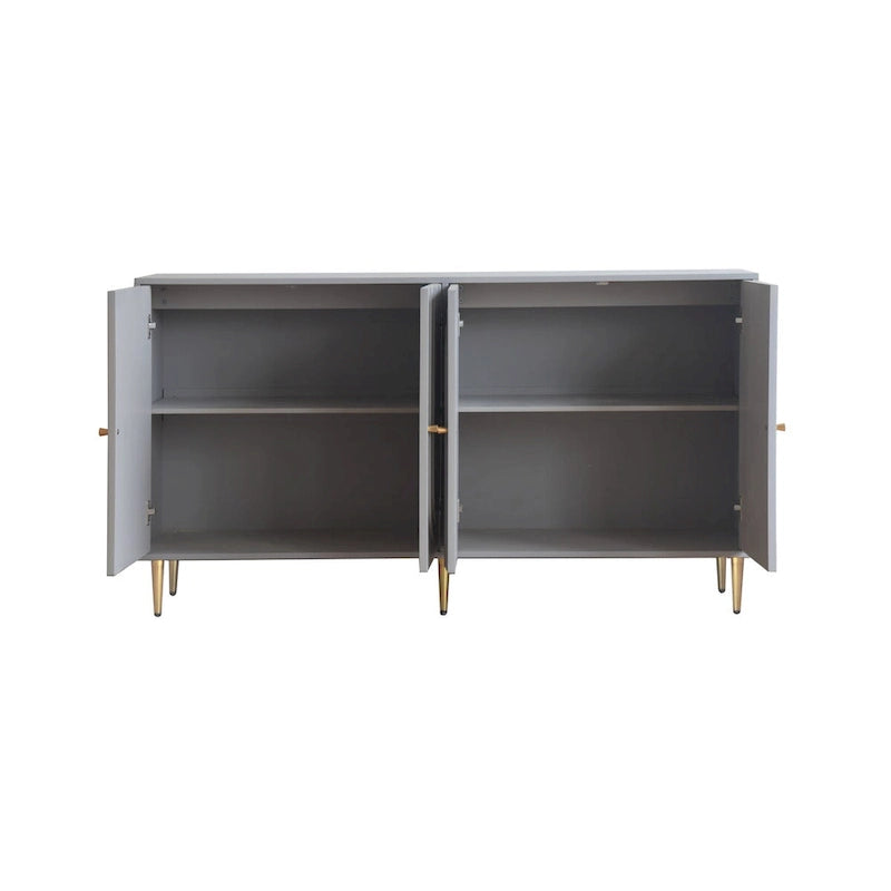 Modernes grau lackiertes 4-türiges Holzschrank-Sideboard Buffet Anrichte