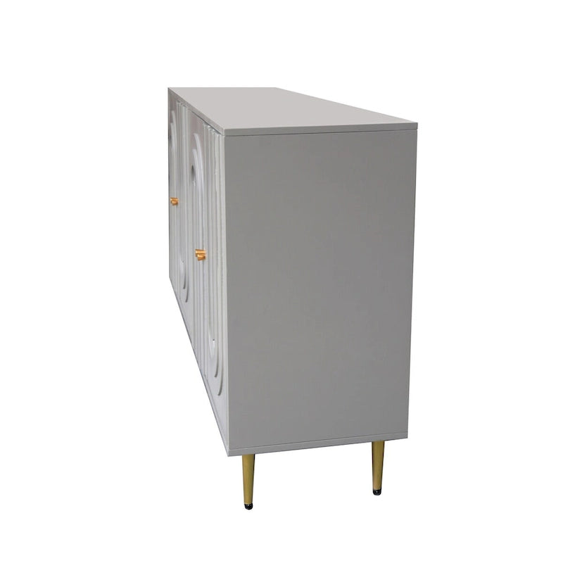 Modernes grau lackiertes 4-türiges Holzschrank-Sideboard Buffet Anrichte