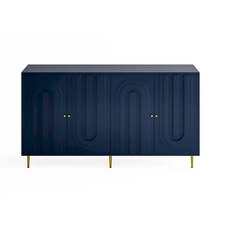 Modernes grau lackiertes 4-türiges Holzschrank-Sideboard Buffet Anrichte