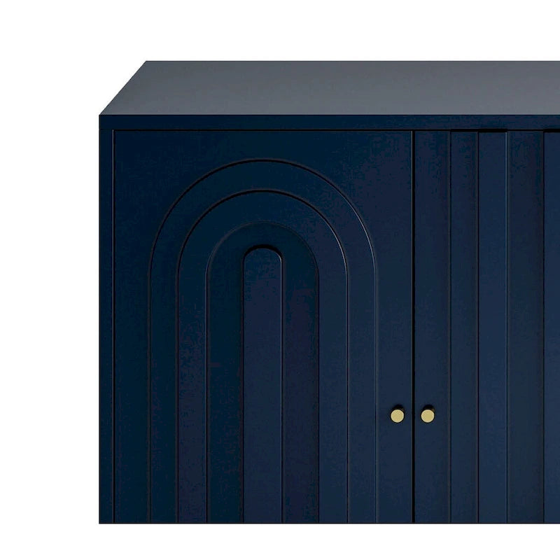 Modernes grau lackiertes 4-türiges Holzschrank-Sideboard Buffet Anrichte