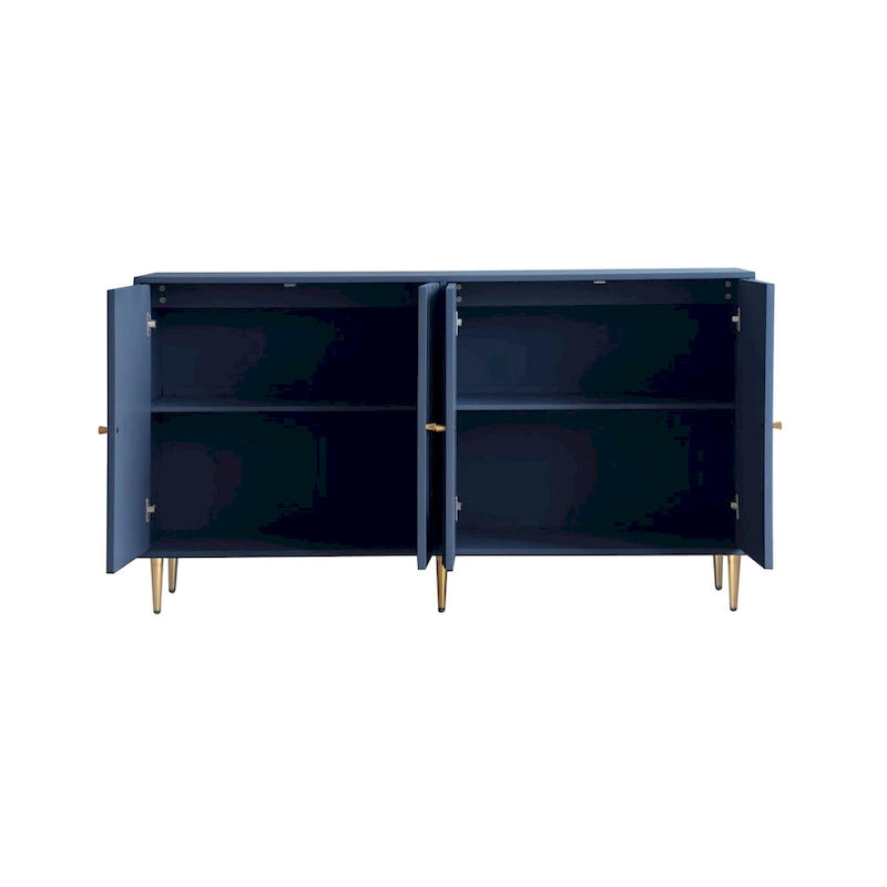 Modernes grau lackiertes 4-türiges Holzschrank-Sideboard Buffet Anrichte