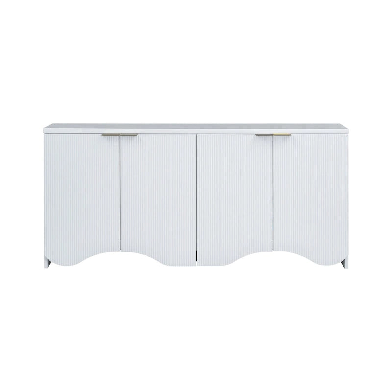 Vertikale Streifen und gewelltes Design eines viertürigen Schranks, geeignet für Flur, Diele, Wohnzimmer