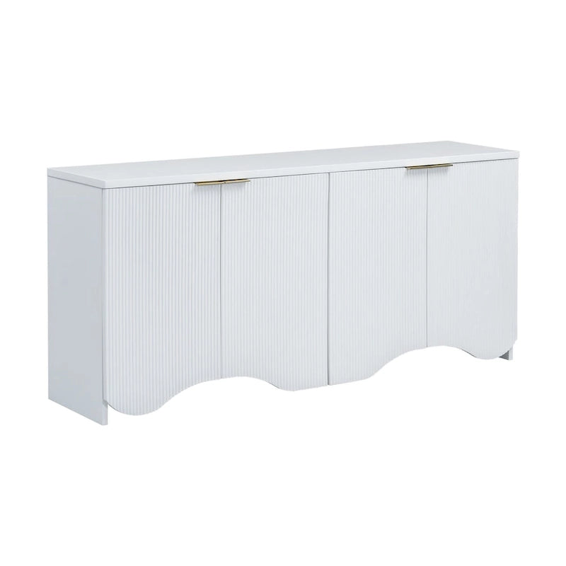 Vertikale Streifen und gewelltes Design eines viertürigen Schranks, geeignet für Flur, Diele, Wohnzimmer