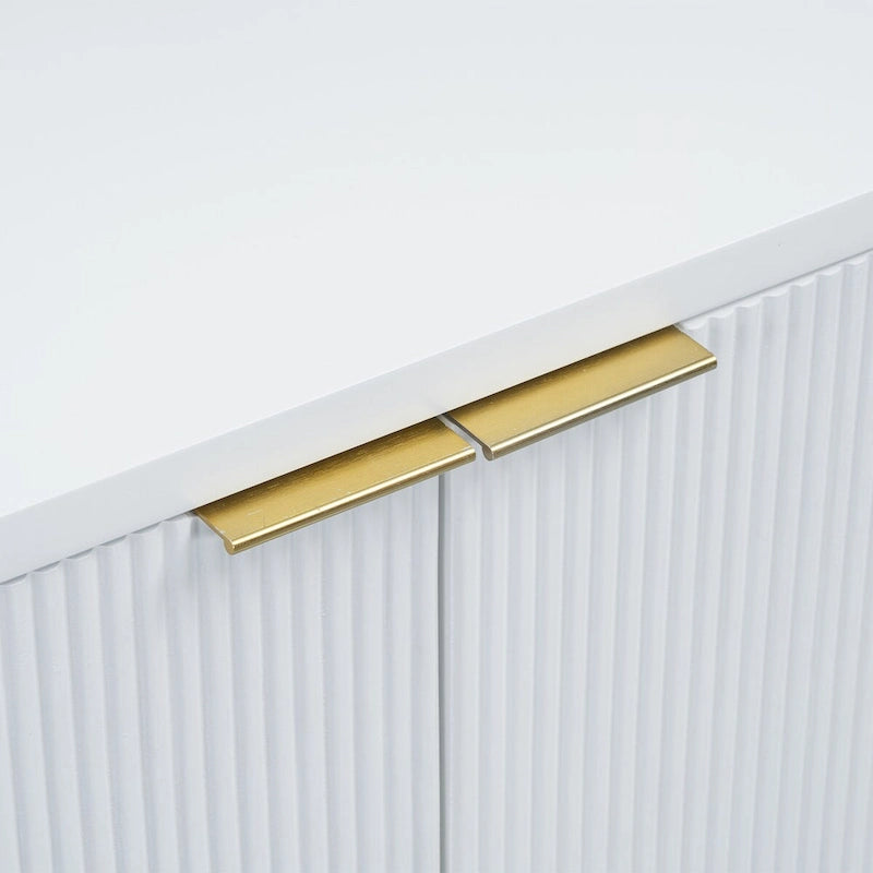 Vertikale Streifen und gewelltes Design eines viertürigen Schranks, geeignet für Flur, Diele, Wohnzimmer