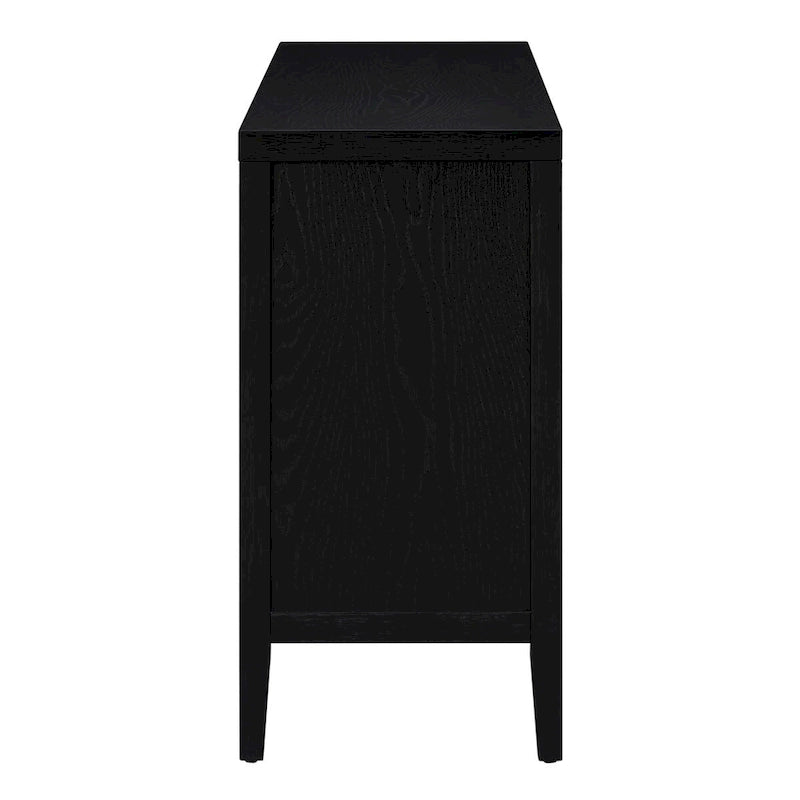 Retro-Sideboardtür mit kreisförmigem Rillenmuster und rundem Metalltürgriff