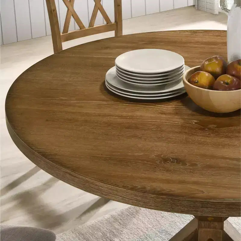 Roundhill Furniture Windvale Esstisch-Set mit Kreuzstreben, Thekenhöhe, Holz - 5-teilig