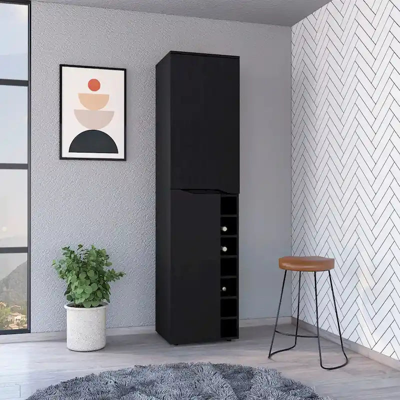 Hoher Schrank für Wohnzimmer, Wohnung, Schlafzimmer, Schwarz